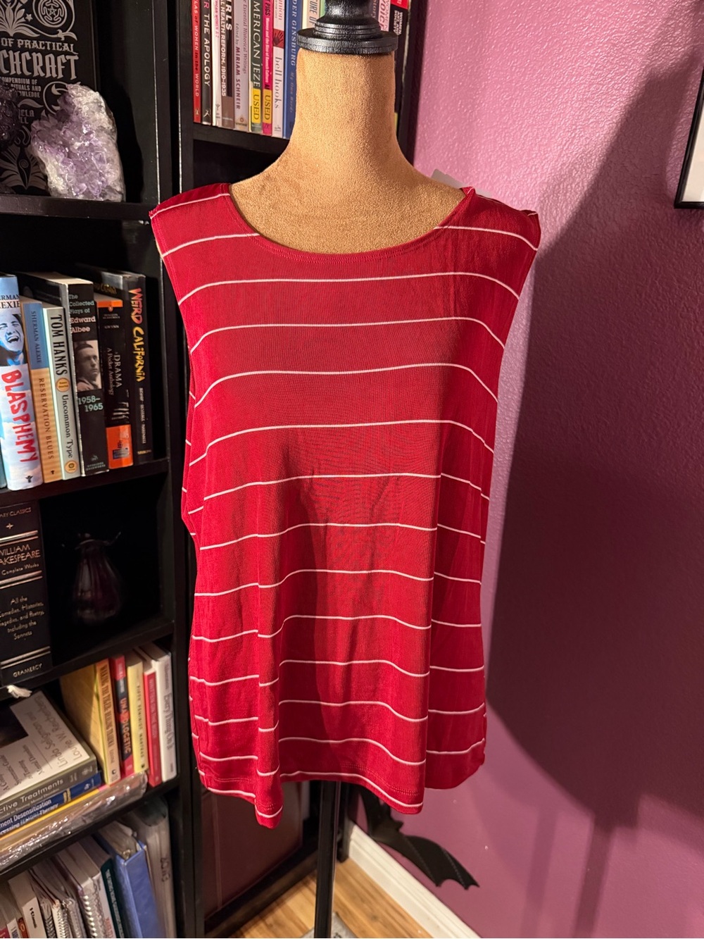 Vintage citiknits acetate and spandex sleeveless red and white stripes